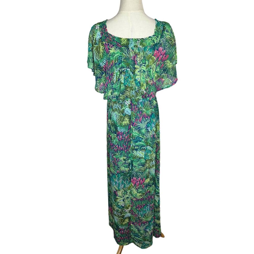 Show Me Your Mumu Hacienda Green Leaf Maxi Dress Rainforest Cafe Size Small - Picture 8 of 10
